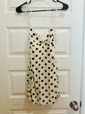 For love & lemons Polka Dot Tie-Strap Slip Dress - navy on White